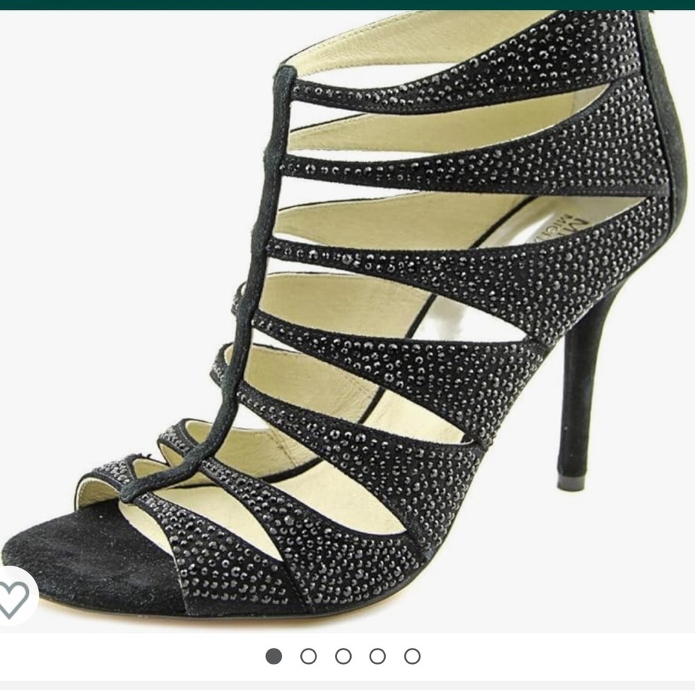 Michael Kors Mavis Black Suede Crystal Cage Heel